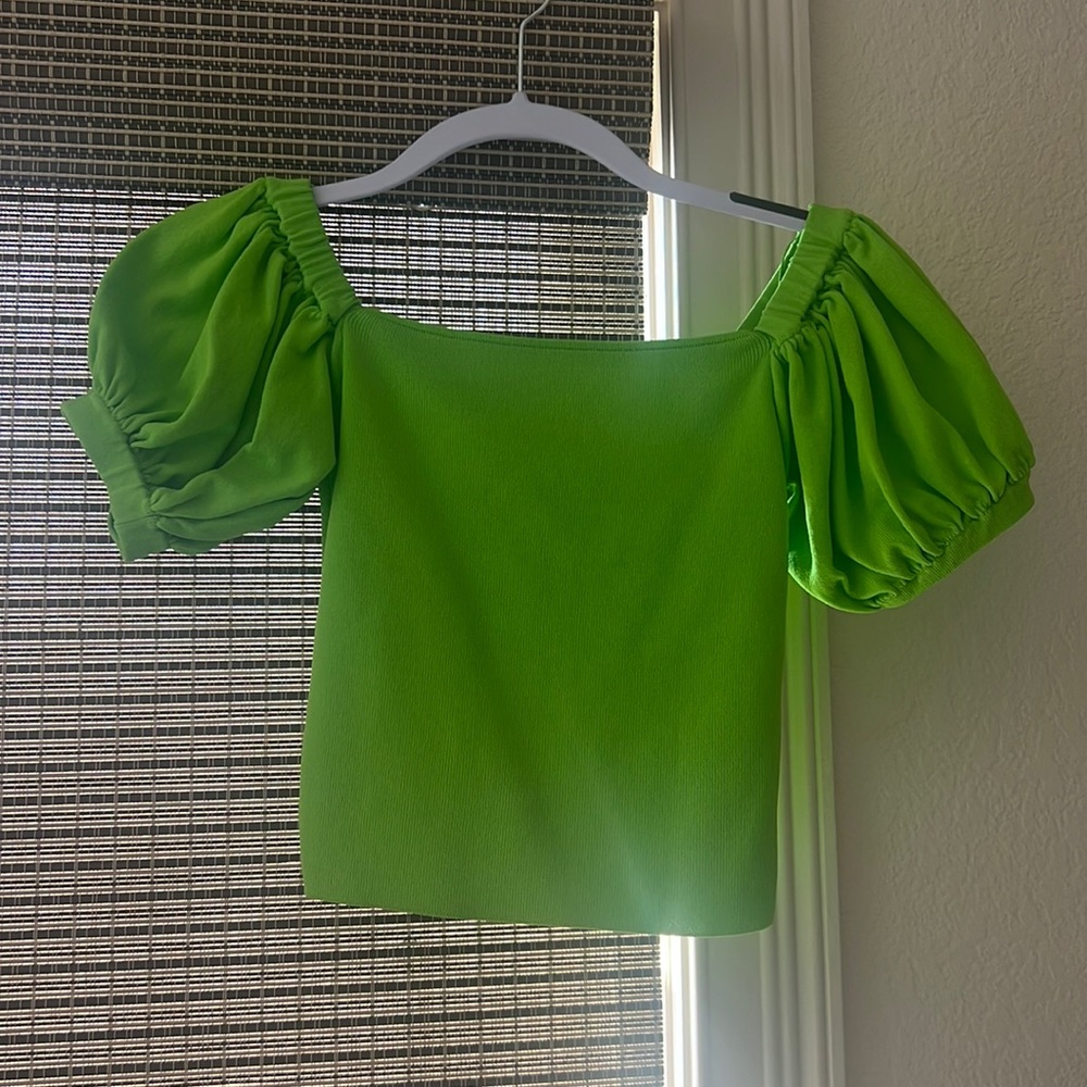 Zara Green Puff Sleeve Top